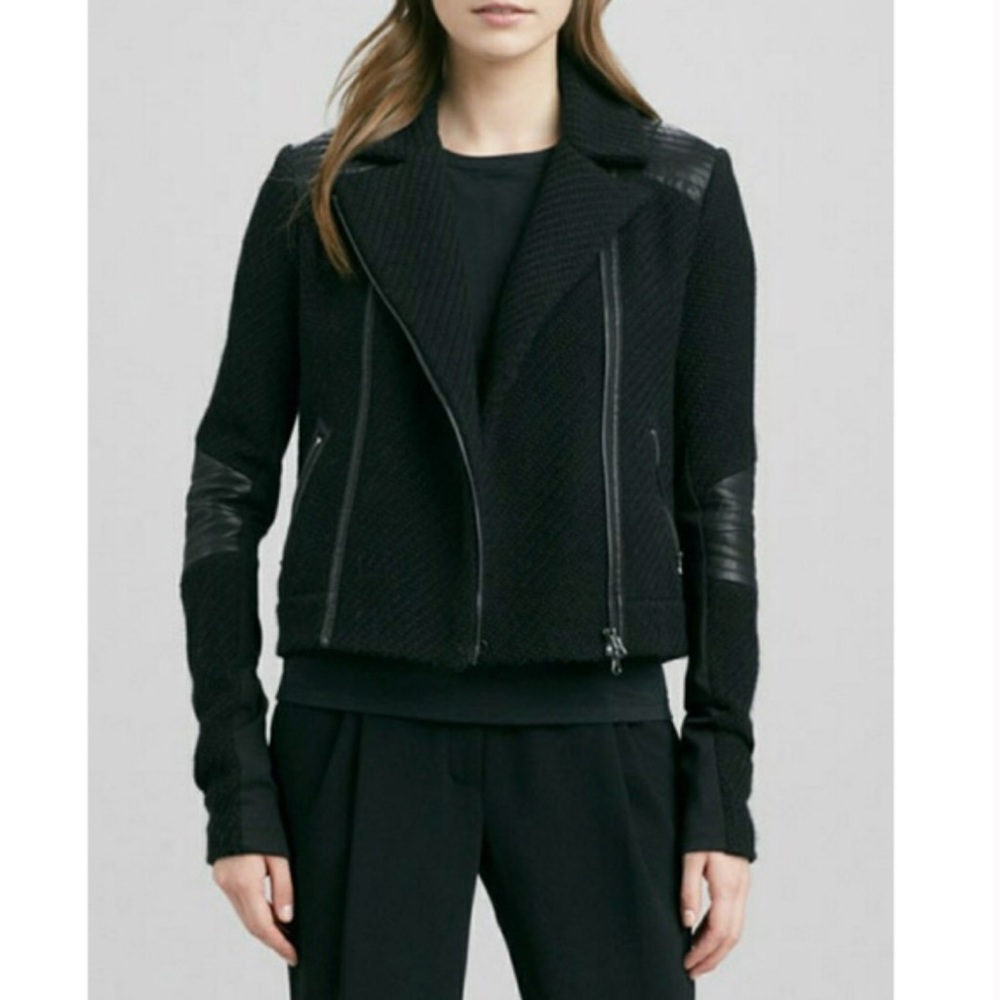 Black Vince Moto Leather accent jacket